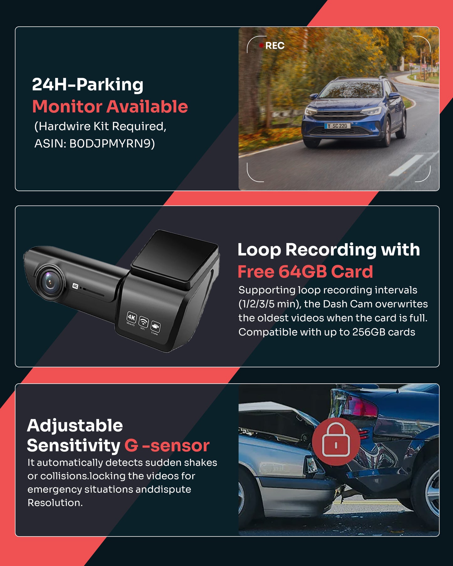 Capture every drive with the NEXIO N8 4K Dual Dash Cam featuring 4K front, 1080P rear, GPS, Wi-Fi, parking monitor, and a 64GB memory card included.