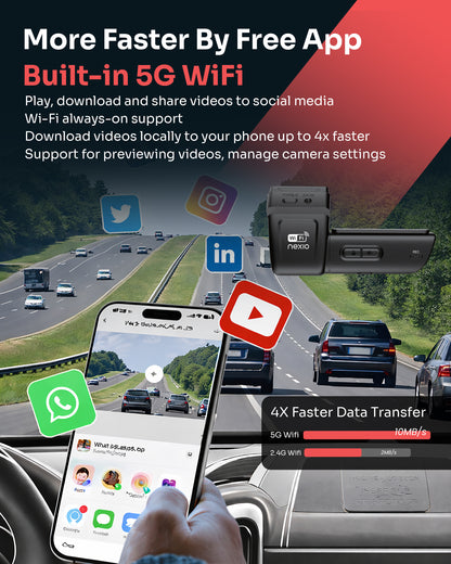 Capture every drive with the NEXIO N8 4K Dual Dash Cam featuring 4K front, 1080P rear, GPS, Wi-Fi, parking monitor, and a 64GB memory card included.