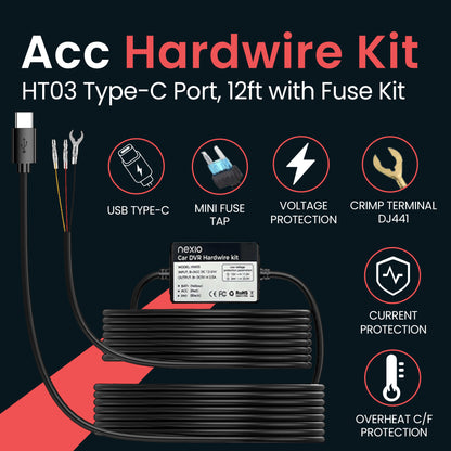 Multi fuse 3-Lead ACC Hardwire Kit Mini-USB Port for N5Pro Dash Cam