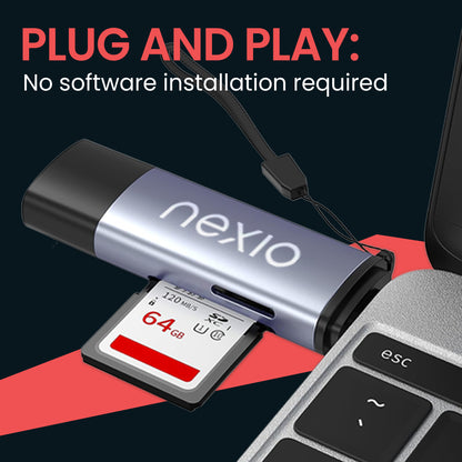 High Speed 2 in 1 Memory Card Reader, TYPE C/USB