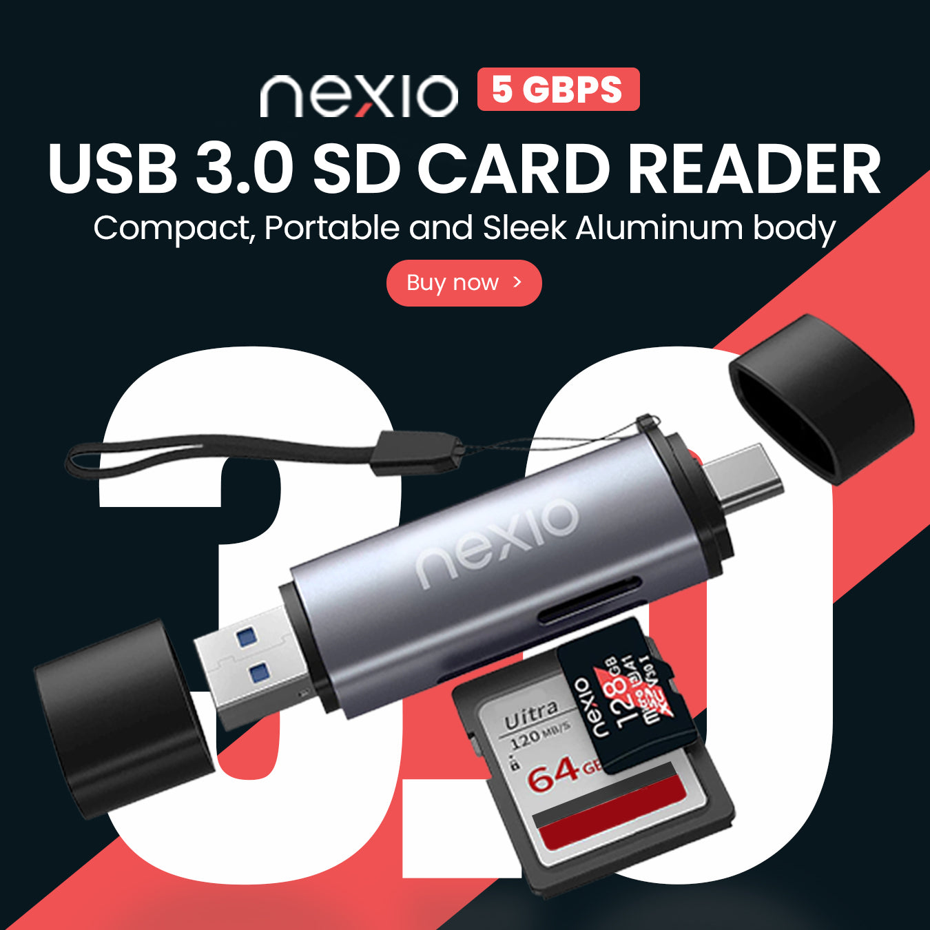 High Speed 2 in 1 Memory Card Reader, TYPE C/USB